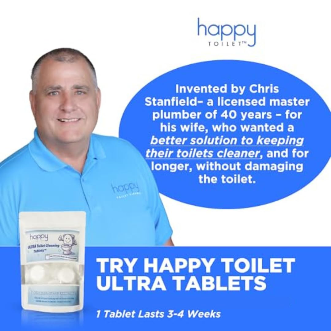 Happy Toilet Cleaner Original Toilet Bowl Tablet Holder Automatic Toilet Bowl Cleaner - Easy Install Toilet Tablet Holder, Auto Toilet Cleaning System Tank Caddy, Septic Safe Flush, Made in USA (2PK)
