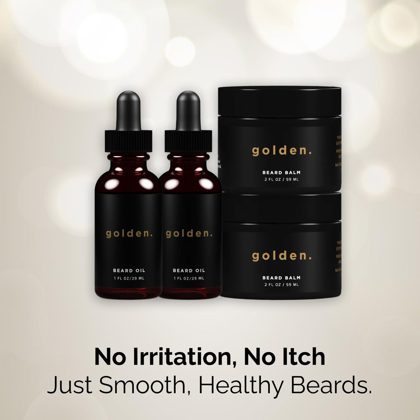 Golden Grooming Beard Oil & Balm Bundle for Men | Natural Growth Kit with Shea Butter | 2-Set Regular | Fresh Scent