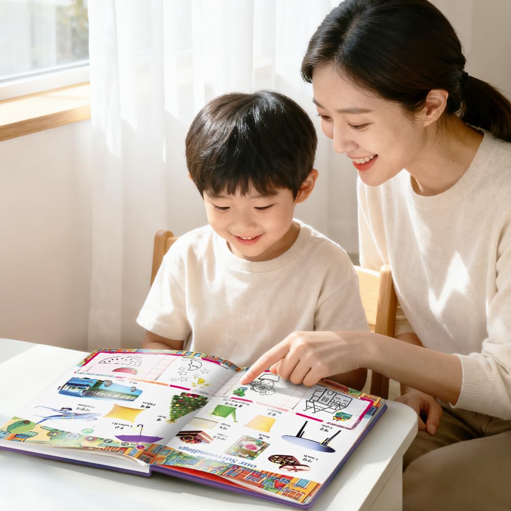 biidi English & Korean Bilingual Sound Book Colors & Shapes | 1200+ Sounds Songs Stories | Erasable Drawing Rechargeable | Toddler Learning Toy Gift for Kids 2-6 Years Old | Preschool Educational Toy