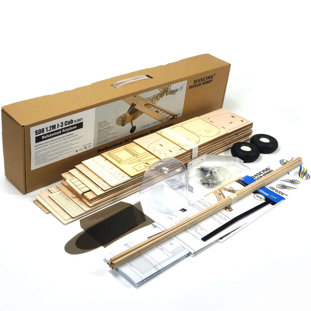 Viloga RC Balsa Airplane Kit Piper Cub J3, Laser Cut 46" Wooden Model Airplanes Kits to Build for Adults, DIY Unassembled RC Plane for Hobby Fly (KIT Only)