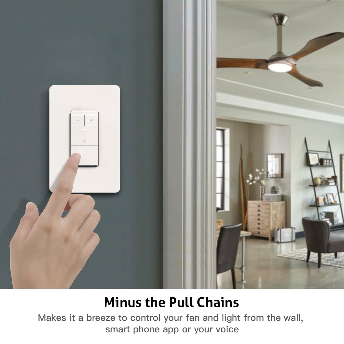 TREATLIFE Smart Ceiling Fan Control and Dimmer Light Switch, 2.4GHz WiFi Only, Neutral Wire Required, Single Pole Fan & Light Switch Combo, Works with Alexa, Google Home & SmartThings, Remote Control