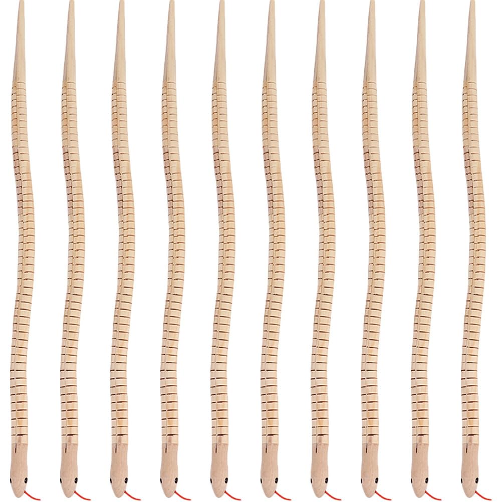 jojofuny Fake Snake 30 Pcs Simulation Wooden Snake Snake Halloween Animals Wooden Playset Wooden Snakes Small Wood Snake Unfinished Wood Snake Halloween Wood Snake Wooden Snakes