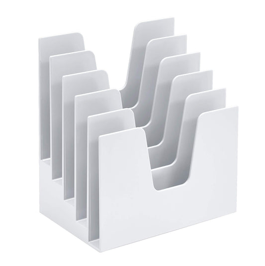 Acrimet 5 Section Incline File Sorter Organizer, Mail, Folder, Letter Desk Organizer, Rack for Office Organization Desktop (Plastic) (White Color)