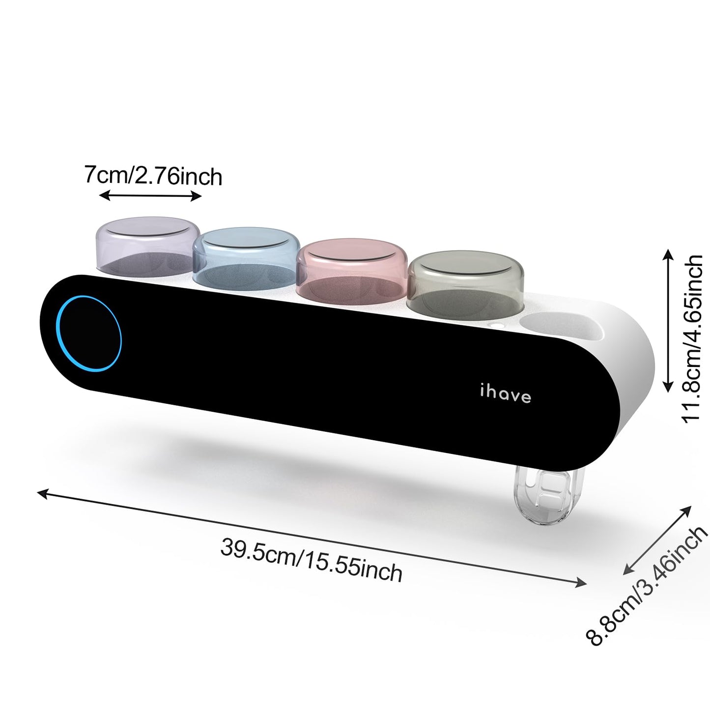 iHave Toothbrush Holders for Bathrooms, UV Toothbrush Sanitizer and Holder Smart Home Bathroom Accessories, 4 Cups Electric Toothbrush Holder Wall Mounted with Toothpaste Dispenser Bathroom Decor
