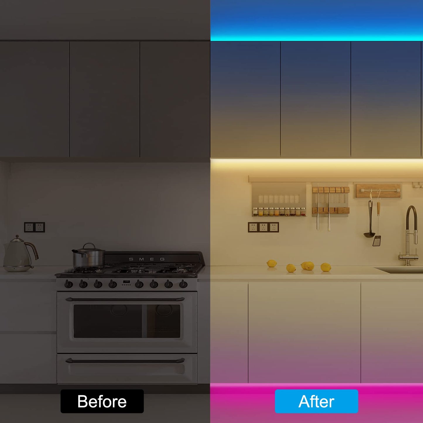Tatazone RGBWW Smart LED Strip Lights, 65.6ft Tunable White 3000K to 6500K+RGB WiFi Led Lights Work with Alexa Google, Music Sync Color Changing Indoor for Kitchen, Room, Cabinet, 2 Roll of 32.8ft