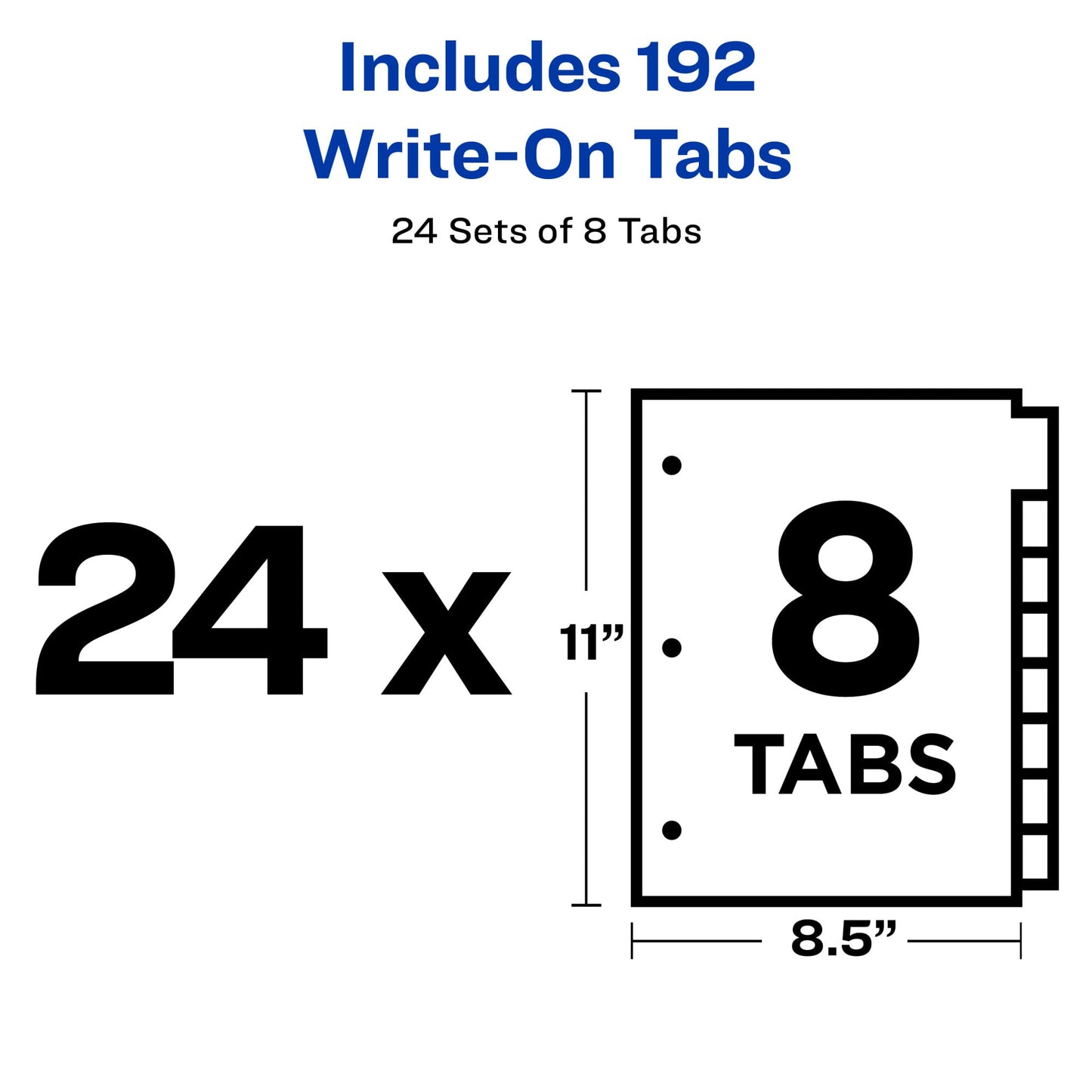 Avery 8-Tab Binder Dividers, Write-On Plain Tabs, 24 Sets (11507)