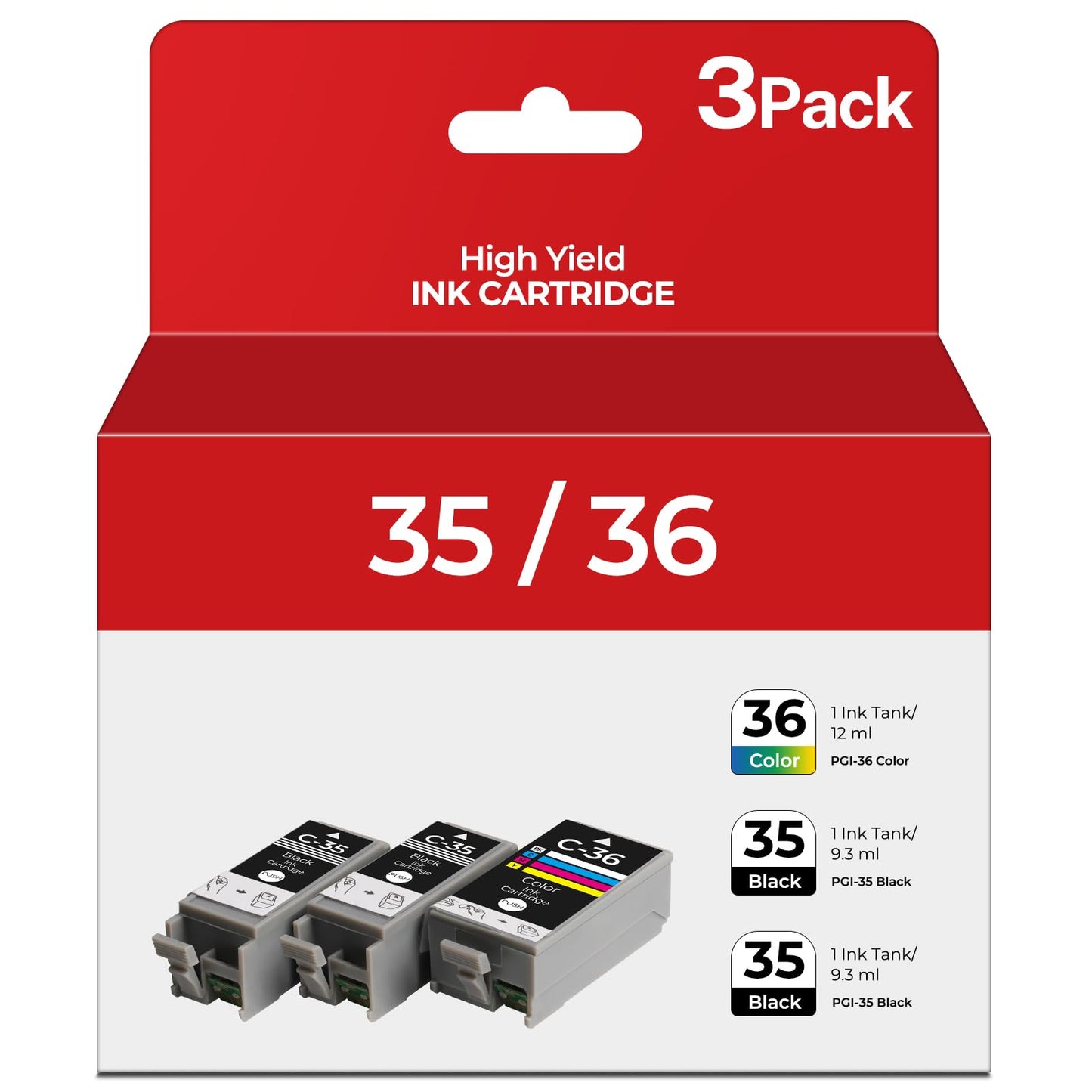 PGI-35 CLI-36 Ink Cartridges PIXMA TR150 iP110 iP100 Ink for Canon 35 36 Ink Cartridges Compatible for Canon PIXMA TR150 iP110 iP100 TR152 mini260 mini320 ip 110 100 TR 150 Printers (2 Black, 1 Color)