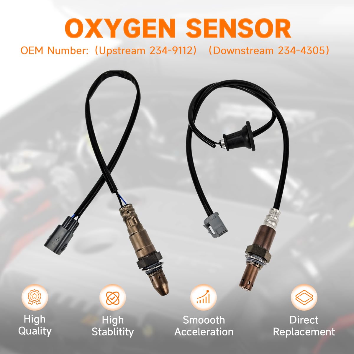 Kekadmai Upstream & Downstream O2 Oxygen Sensor Compatible with 2011-2014 Toyota Corolla & Matrix, Replaces OEM # 234-9112, 234-4305