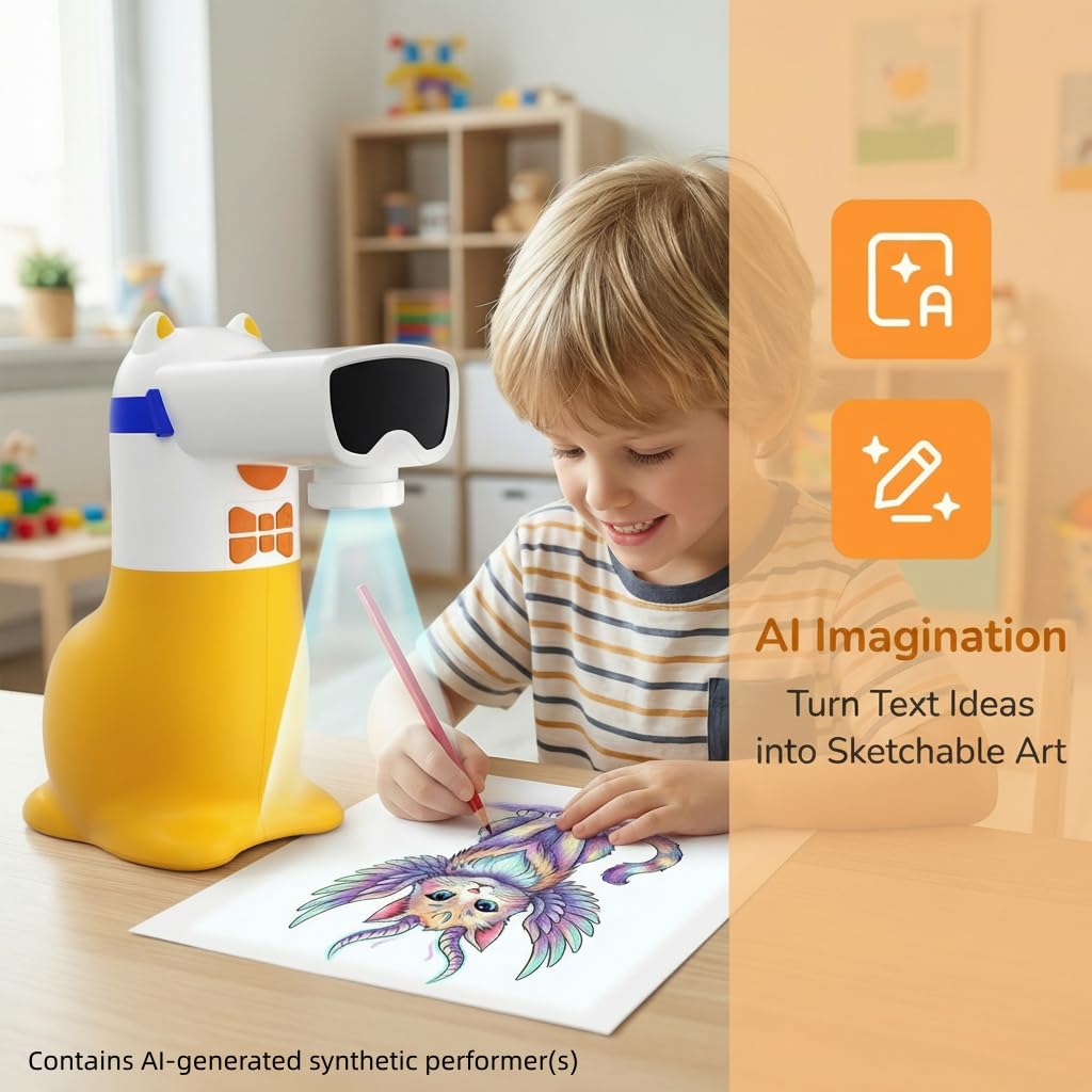AI Drawing Projector for Kids Ages 5-12, Turn Photos into Drawings, Smart Painting with Voice, Creative Sketch Art Toy, Ideal Christmas Birthday Gift for Boys Girls - Yoturetoys