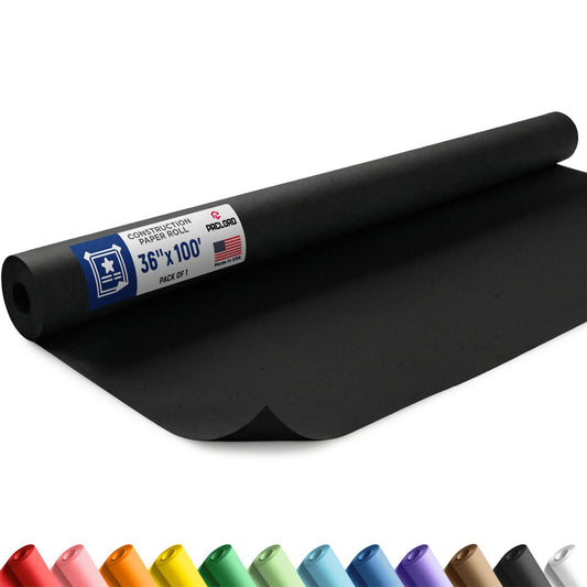 Black Construction Paper Roll 36" x 100 ft – Made in USA – 36" Bulletin Board Paper for Classroom & School, Teachers & Kids