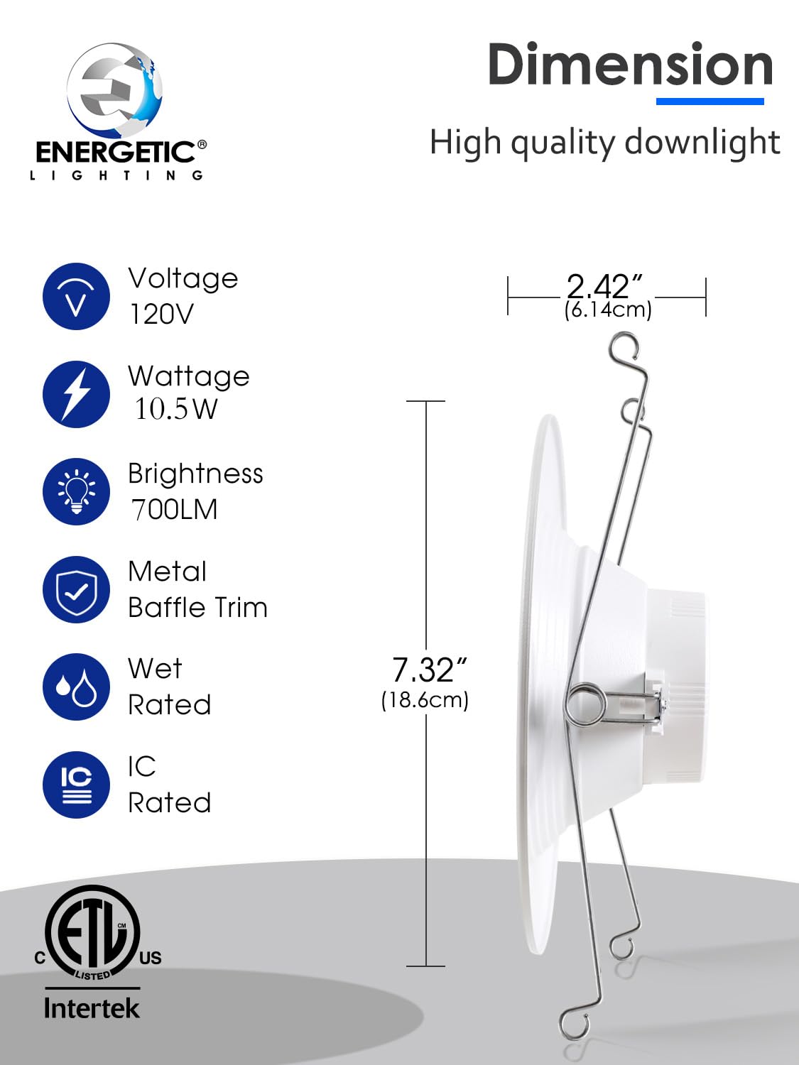 12 Pack 5/6 Inch 5CCT LED Recessed Light Retrofit, 2700K/3000K/4000K/5000K/6500K Selectable Downlight, Dimmable Can Lights with Metal Baffle Trim, CRI 90, 10.5W=85W, E26 Base, IC & Wet Rated, ETL&FCC