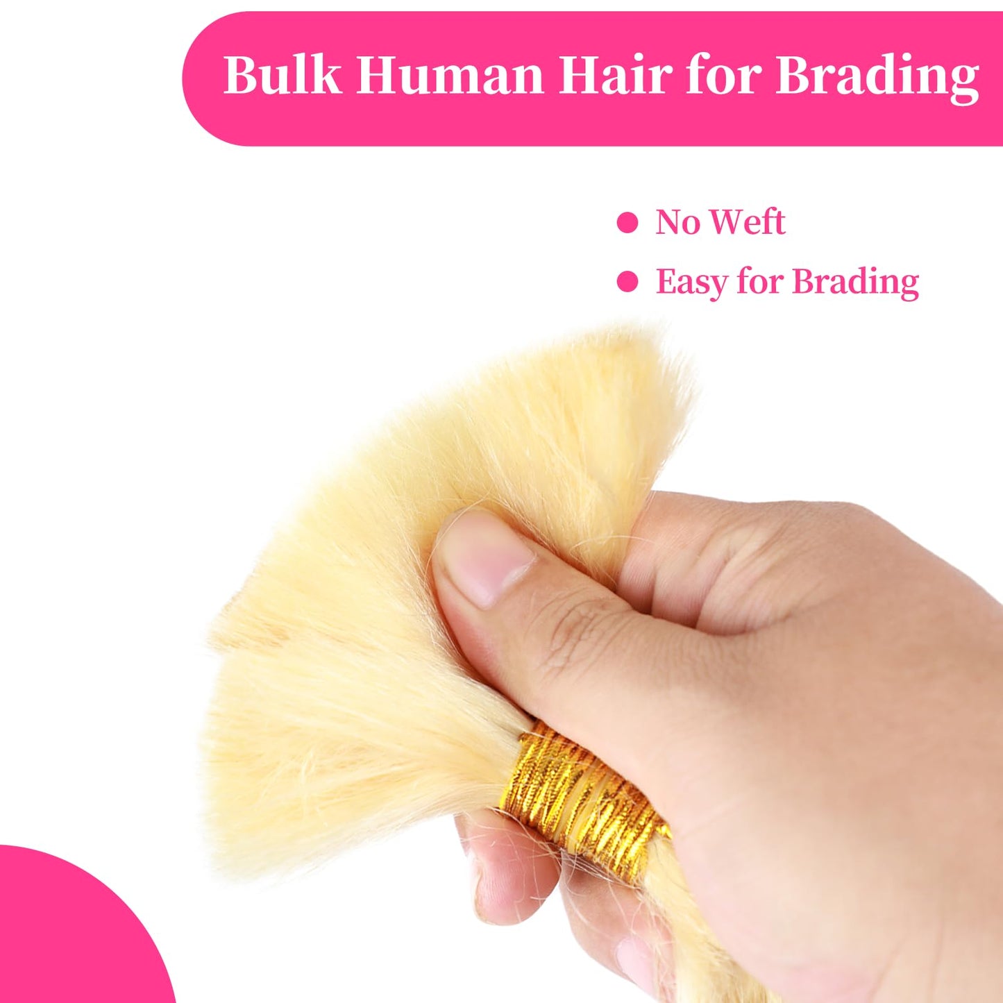 Blonde Braiding Hair 100g 18 Inch Deep Curly Wave 2 Bundles Bulk Human Hair for Braiding Brazilian Virgin Deep Braiding Hair for Boho Braids Wet and Wavy Color 613 Blonde Braiding Human Hair