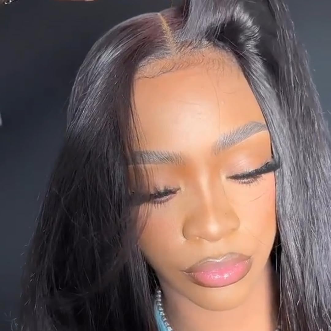 BEEOS 2x6 Skinlike Real HD Lace Closure Only, 0.10mm Ultra-thin Invisible Lace Pre Plucked Hairline Straight Human Hair Closure Bleached Knots 16 Inch