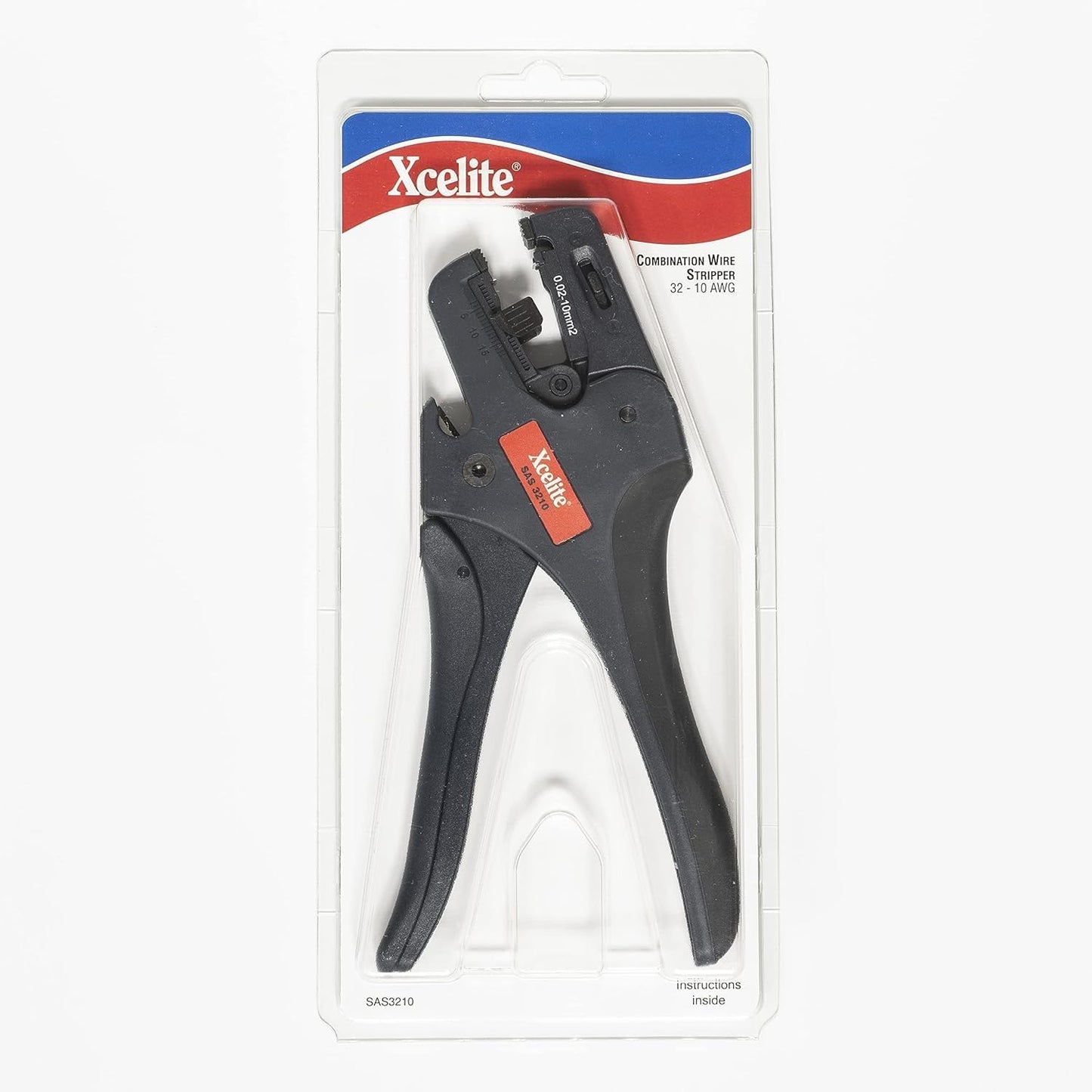 Xcelite Self Adjusting Wire Stripper with Spring | 32-10 AWG Stripping Range | Fiberglass Grip | SAS3210