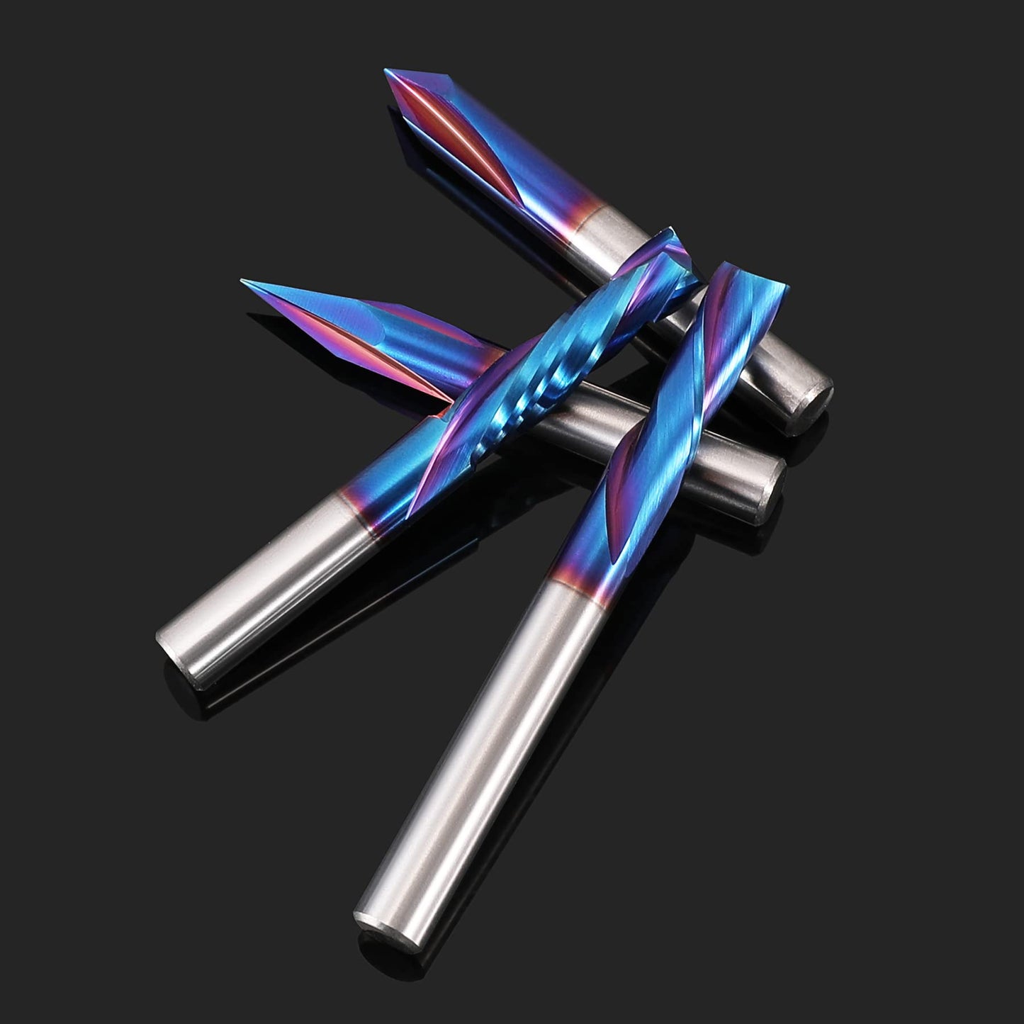 HQMaster 8 Pcs CNC Router Bits Set 1/4” Shank Tungsten Carbide Multiple Uses Router Bit End Mill for Woodworking Detail Carving Trimming V Groove Engraving Sign Making Grooving Slots and Mortises