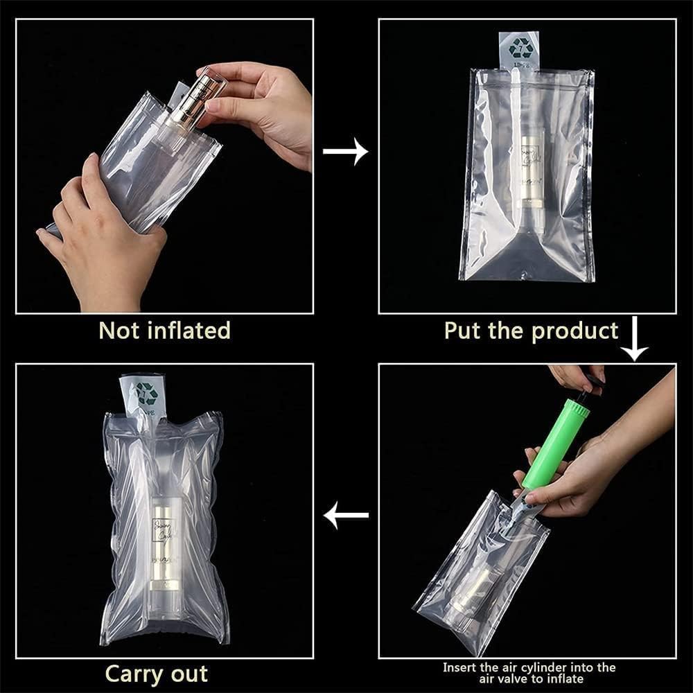 Miupoo Packaging Air Bags,Clear Plastic Inflatable Air Packaging Protector Bag with Free Pump Cushion,Air Cushion Blocking Packaging Bag,10x12 Inches,100 Pieces