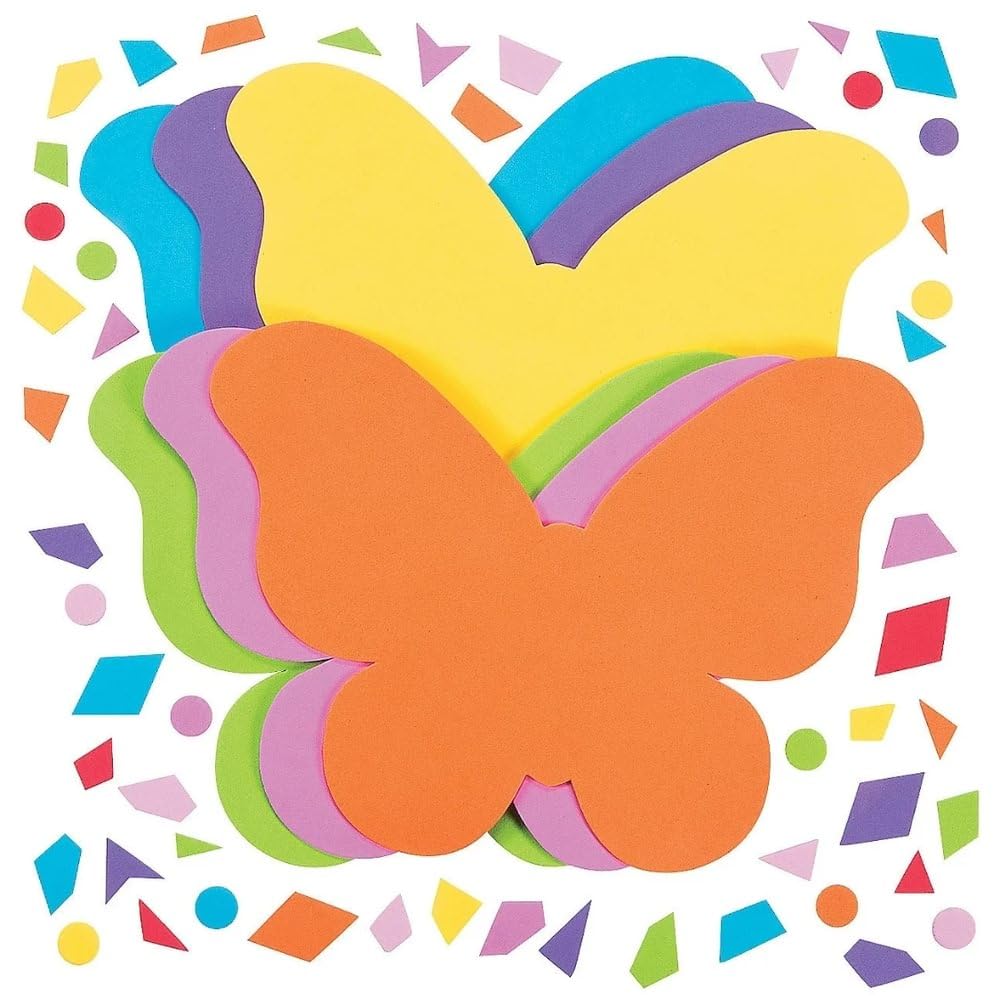 Fun Express Mosaic Foam Butterfly Kit - 24 Pieces - Educational and Learning Activities for Kids