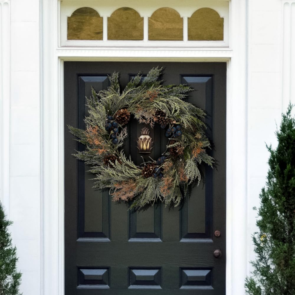 SAFAVIEH Home Collection 24-inch Decorative Artificial Pine Wreath with Pine Cones & Blueberries (Fully Assembled)