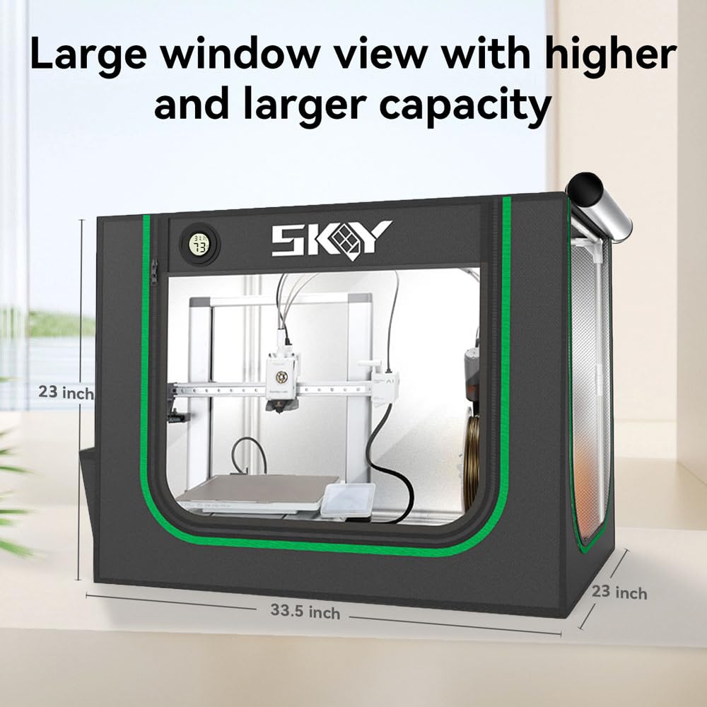 3D Printer Enclosure for Bambu Lab A1,A1 Mini with LED Light,Thermo-Hygrometer, Fireproof Dustproof Tent Constant Temperature Protective Cover,850 * 580 * 580mm