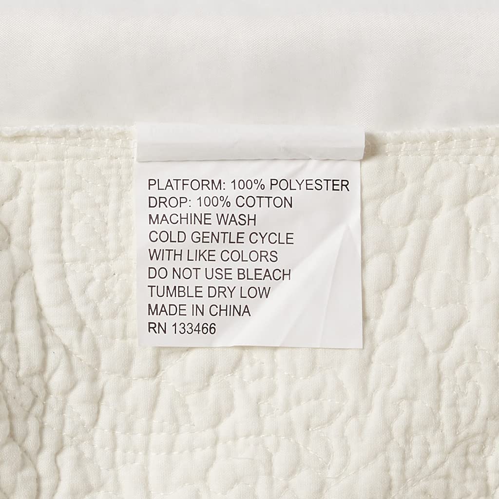 Greenland Home Paisley Quilted Bed Skirt, Ivory, King