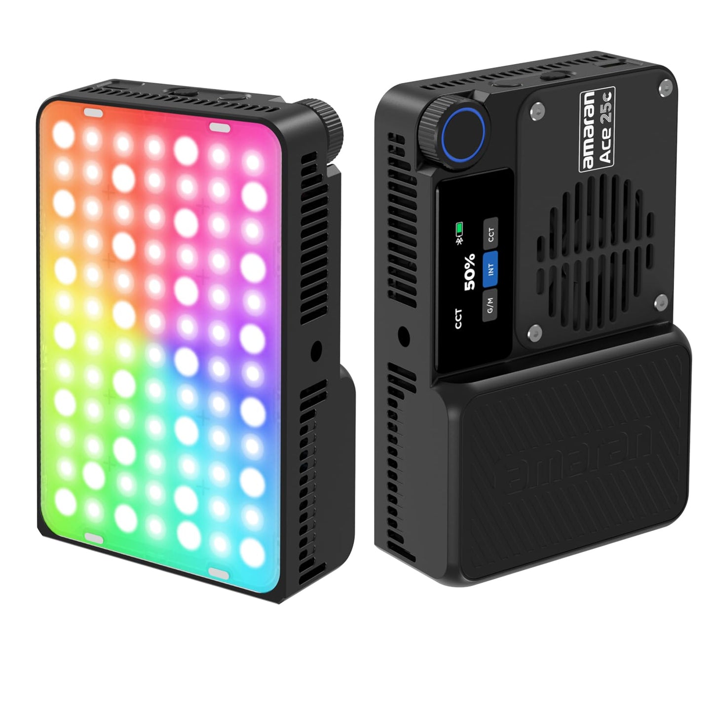 Amaran Ace 25c Pocket RGBWW LED Light, Boost Mode Up to 32W, Full-Color Mini Video Light (2,300-10,000K), 1,171 Lux@1m at 5,600K, 4500mAh Battery with PD Fast Charging for Mobile Creators (Charcoal)