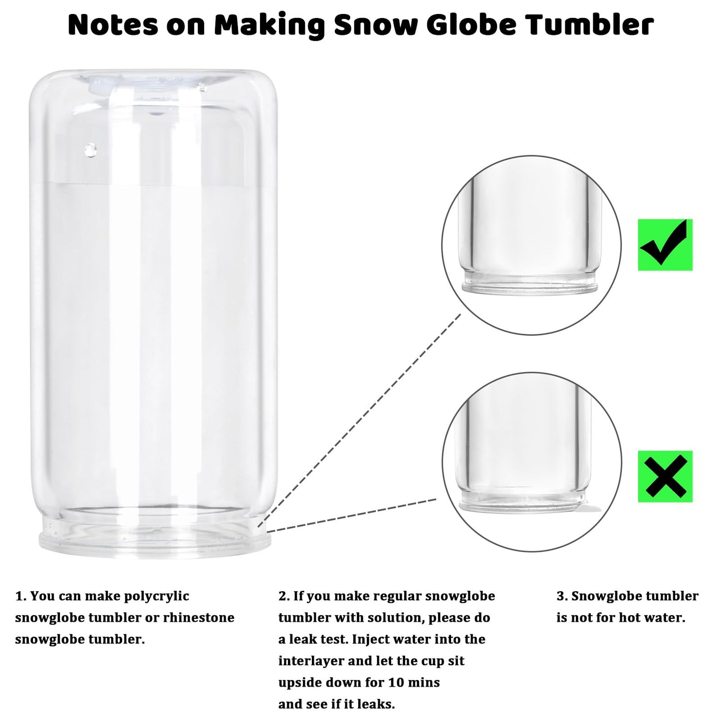 Tswofia 12 Pack Snow Globe Tumbler with Pre Drilled Hole, 16 Oz Double Wall Plastic Can with Lid and Straw, Plastic Mason Jar Mug for Snow Globe Glitter DIY Gift (Clear)