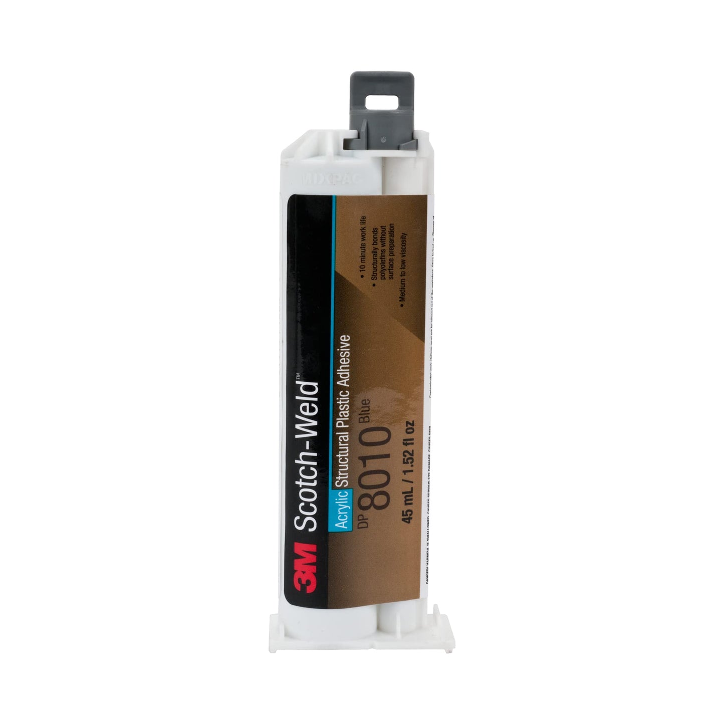3M Scotch-Weld Structural Plastic Adhesive DP8010, Blue, Extremely Strong, Plastic to Metal Bonding, 45 mL (1.52 fl oz) Duo-Pak