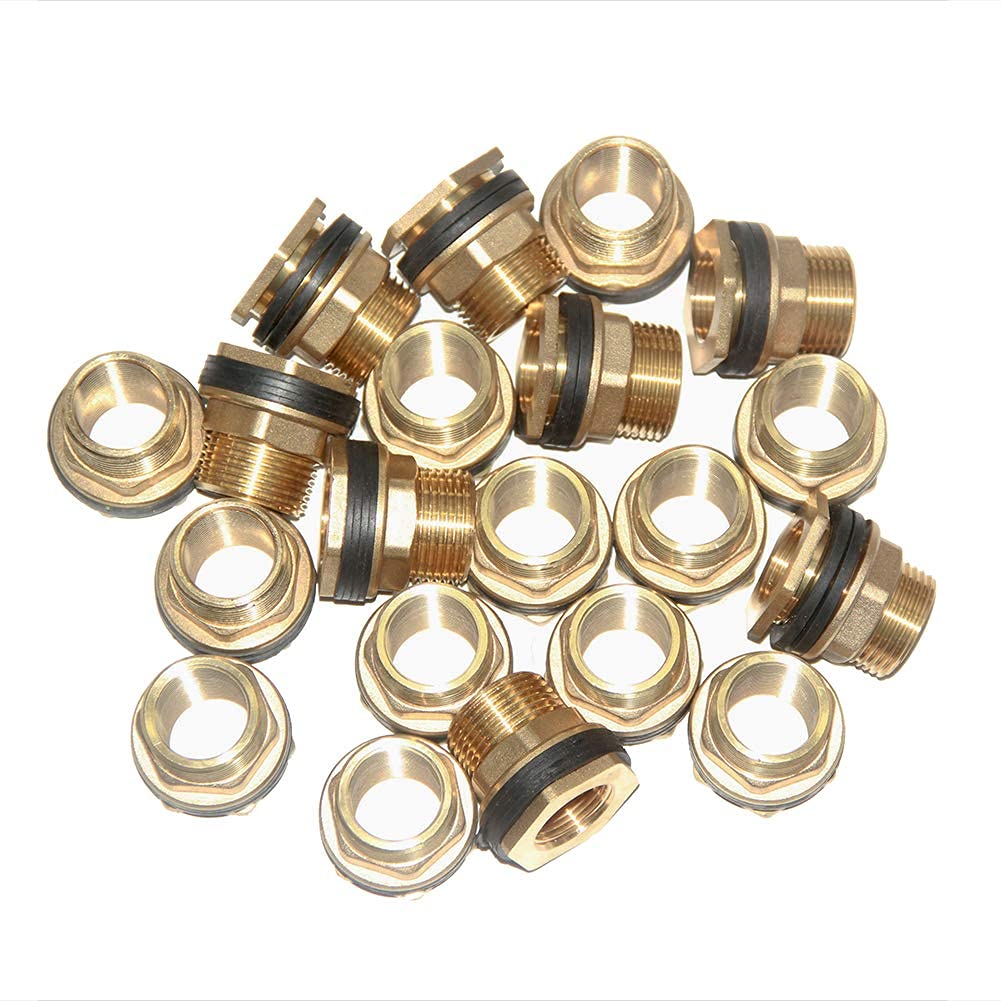 Joywayus 1-1/2" Female 2" Male Soild Brass Water Tank Connector Bulkhead Tank Fitting With 2 Rubber Ring Stablizing