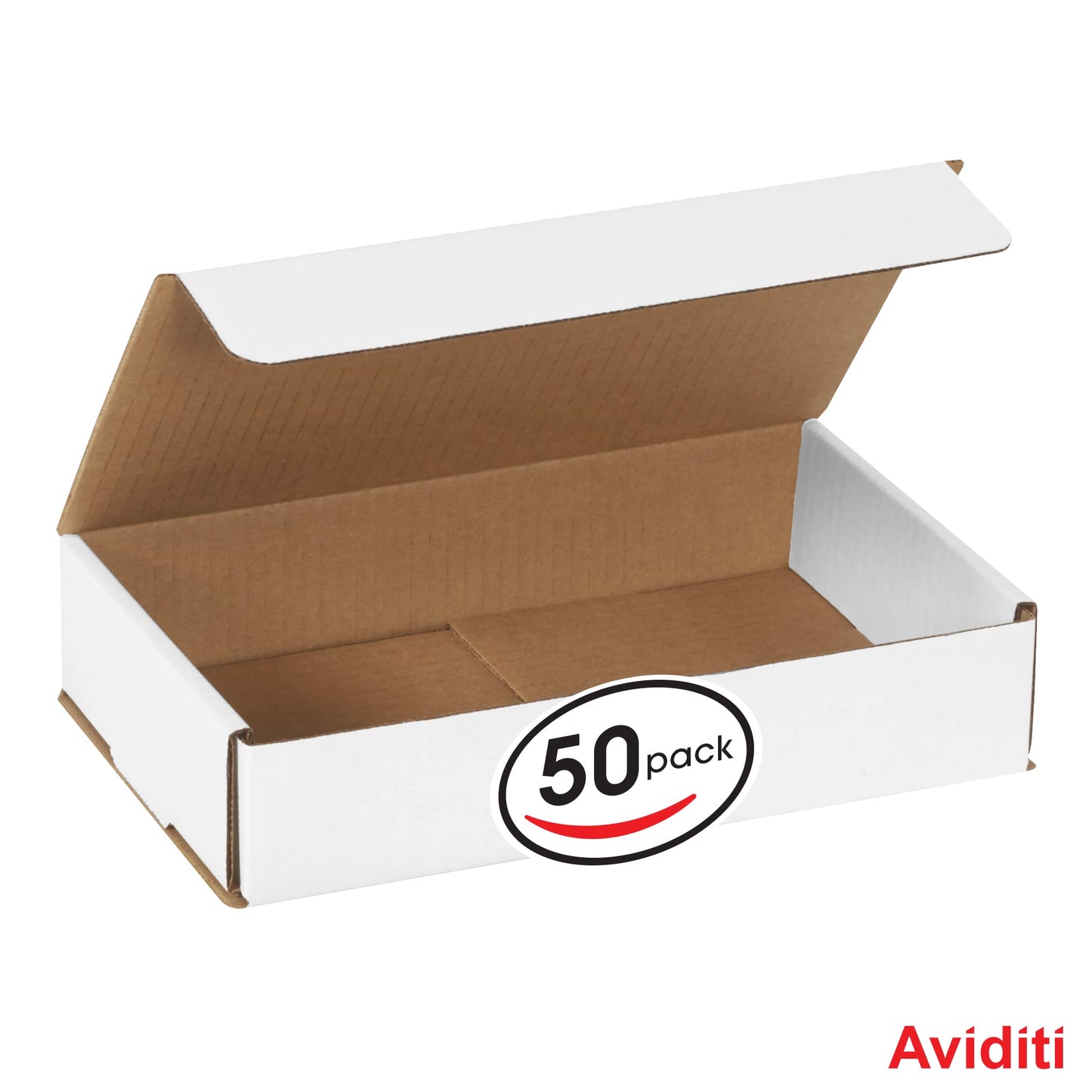 Aviditi White Corrugated Cardboard Mailing Boxes, 10" x 6" x 2", Pack of 50, Crush-Proof, For Shipping, Mailing and Storing