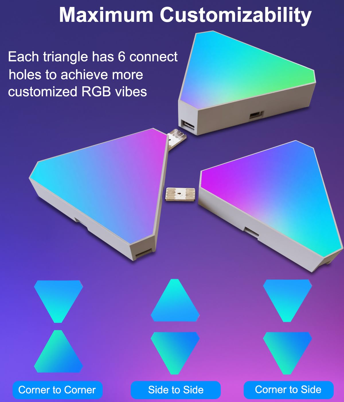 Triangle LED Lights for Gaming Setup, RGB Triangle Wall Lights for Bedroom, Smart Home Light Panels Works with Alexa Google Assistant,APP/Voice/Remote Controlled,Music Sync Gaming Room Decor,12 Pack