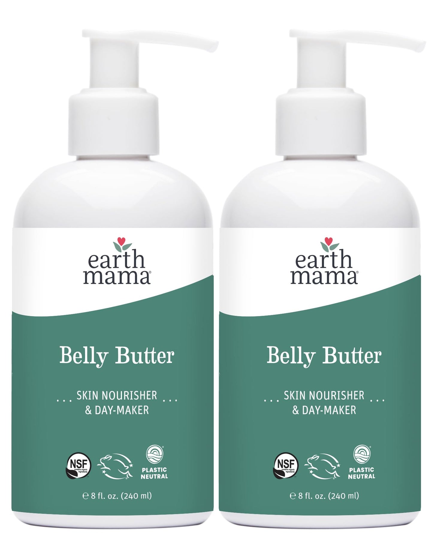 Earth Mama Belly Butter, Maternity Moisturizer for Dry Skin | Lotion for Pregnancy and Postpartum Recovery Self Care, Body Cream with Aloe, Fragrance Free, 8-Fluid Ounce (2-Pack)