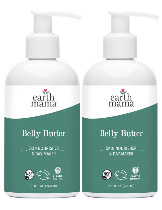 Earth Mama Belly Butter, Maternity Moisturizer for Dry Skin | Lotion for Pregnancy and Postpartum Recovery Self Care, Body Cream with Aloe, Fragrance Free, 8-Fluid Ounce (2-Pack)