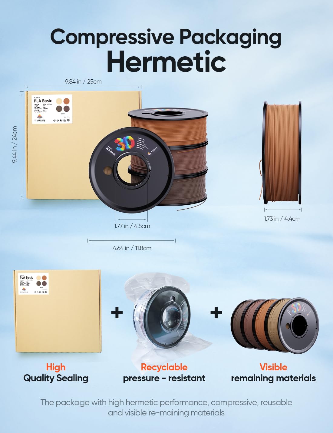 Vivaforte 3D Printer Filament Bundle,Wood PLA Filament Bundle,Wood Filament PLA,PLA Filament 1.75mm,3D Filament,3D Printer Accessories,pla Wood,Fit Most FDM 3D Printers,250g X 4 Pack