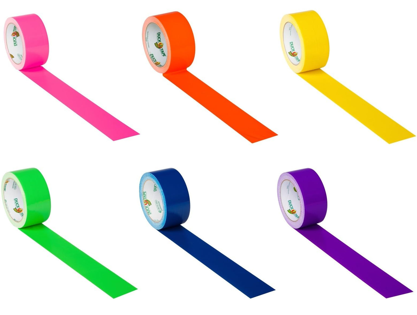 Duck Brand Color Duct Tape Bright Rainbow Combo 6-Pack, Neon Pink, Neon Orange, Yellow, Neon Green, Blue and Purple, 105 Yards Total