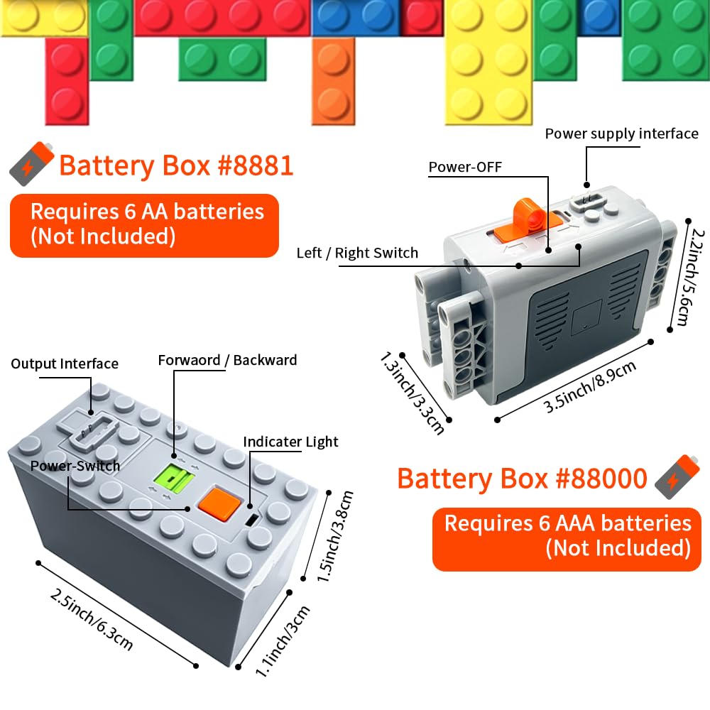 48Pcs Power Function Kit Set Motor Battery Infrared-Remote-Control Receiver Train Adjustable Speed Motor, Power Change Parts Compatible with mainbrands Technic-Parts