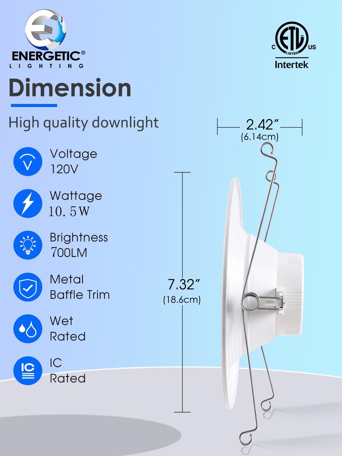 12 Pack 5/6 Inch 5CCT LED Recessed Downlight, Can Lights with Baffle Trim, Wet Rated, E26 Base, 10.5W=85W, CRI 90, Dimmable, Simple Retrofit Installation, Energy Star & ETL Listed