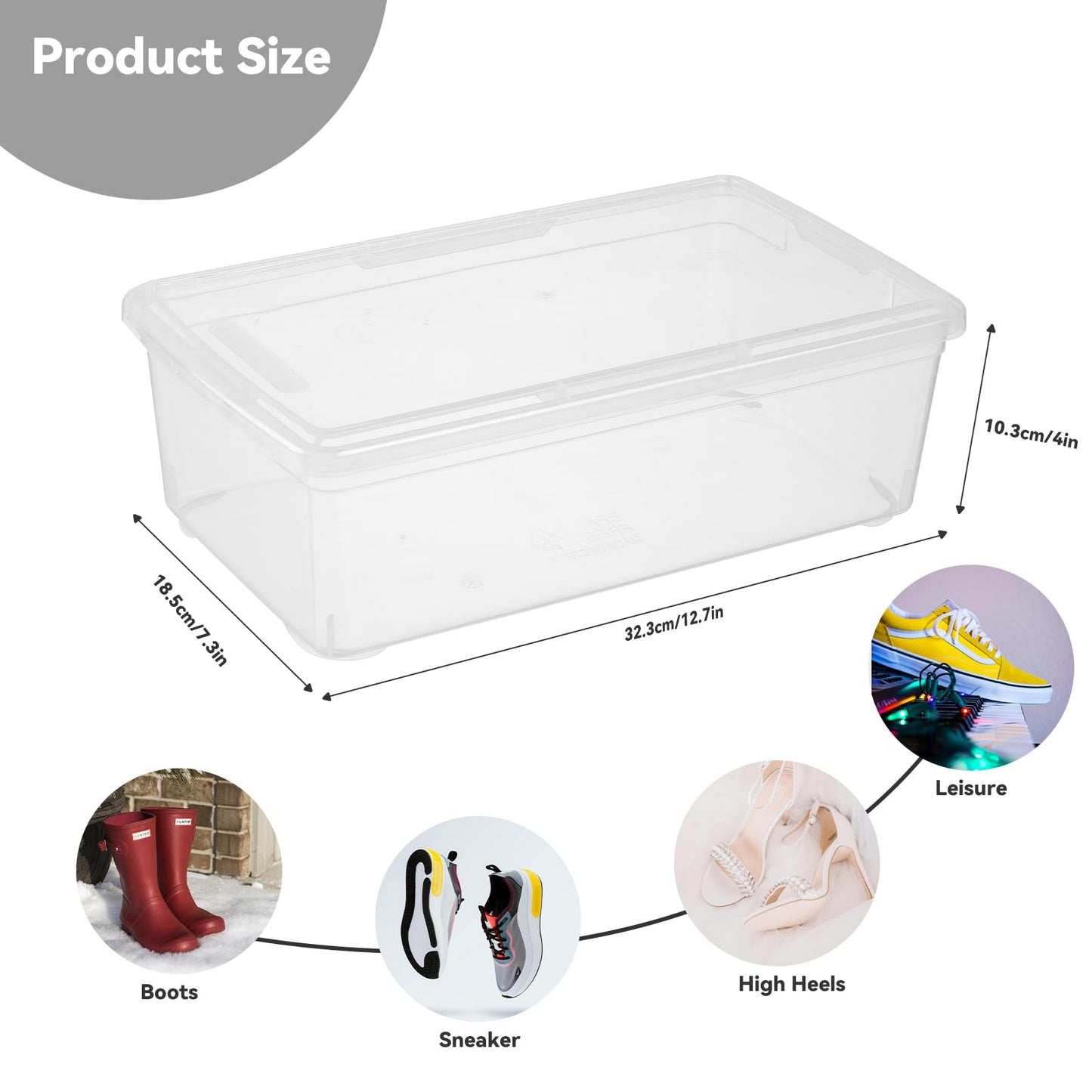 novelinks 12 Pack 6QT Plastic Storage Bins with Lids, Stackable Shoe Storage Boxes Organizer Bins, Craft Organizers and Storage for Shoes Organization (Clear)