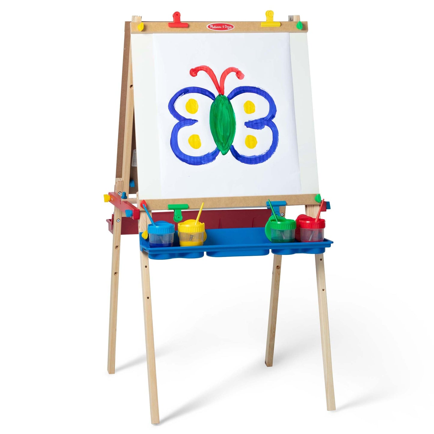 Melissa & Doug Deluxe Wooden Art Easel for Kids with Dry-Erase Board, Chalkboard & Drawing Paper Roller, Folding Double-Sided Toddler Easel, Preschool Learning Toys for Girls & Boys Ages 3