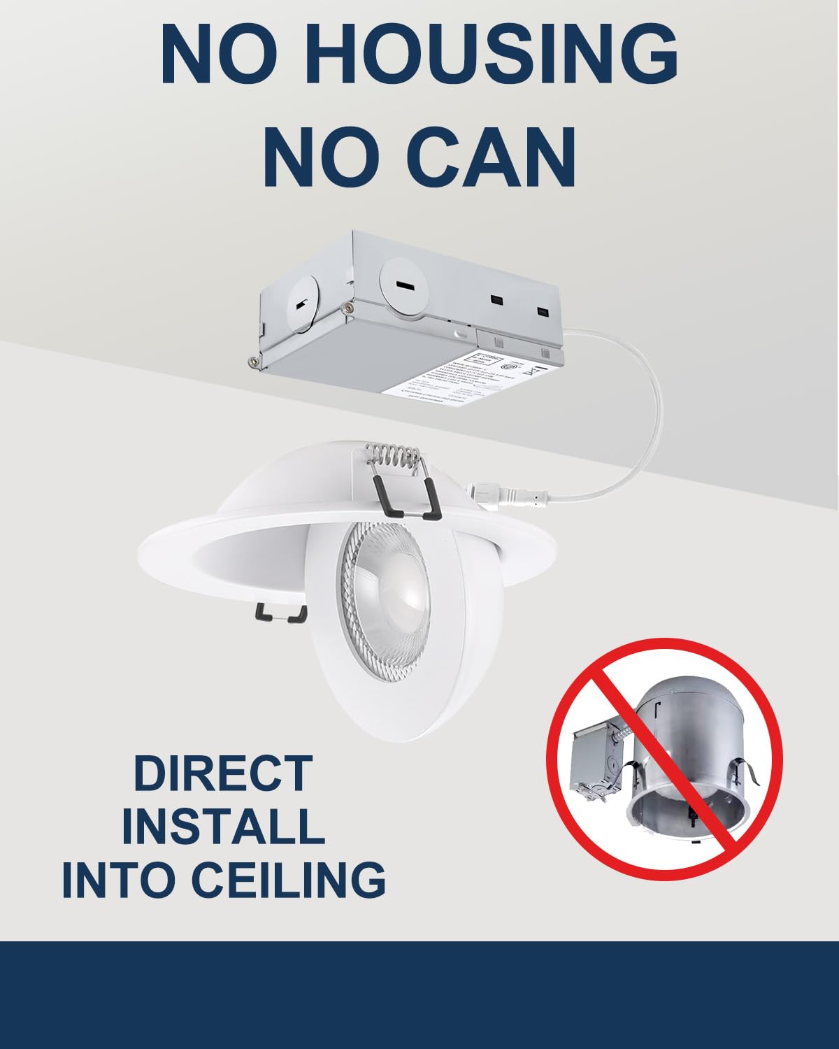 POPANU 4inch Gimbal LED Recessed Light Recessed LED 4 inch White Swivel Gimbal Canless Light 360° Rotation 90° Tilt 4" 9W Eyeball Lighting Dimmable Adjustable Can Spotlights 5CCT White 4 inch 6 Pack