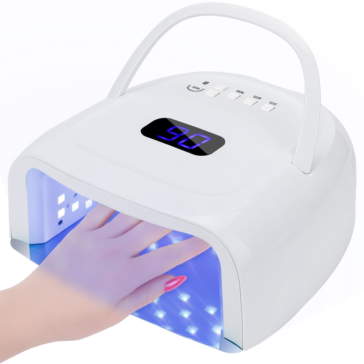 UV LED Nail Lamp,60W Professional Rechargeable UV LED Nail Dryer for Gel Nail Polish Dryer Fast Curing Lamp, 4 Timer Settings Gel Nail Lights for Auto Sensor Nail Machine