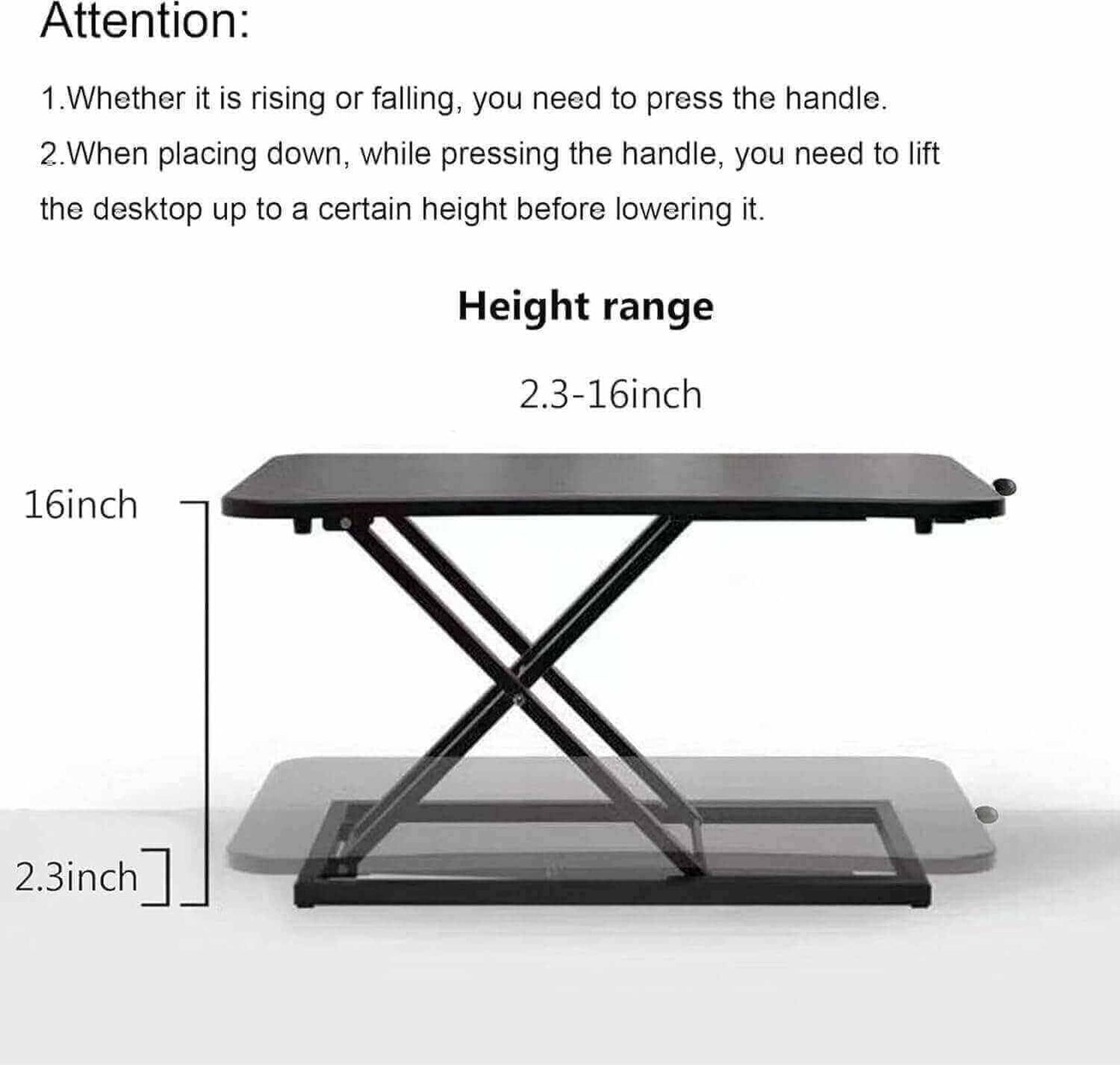 Rxrpexjke Height Adjustable Standing Desk Converter,Keyboard Riser for Stand Up Desk Riser,Computer Keyboard Stand for Desktop,Computer Workstations Home Office Portable Table Black Size 23.6 Inch