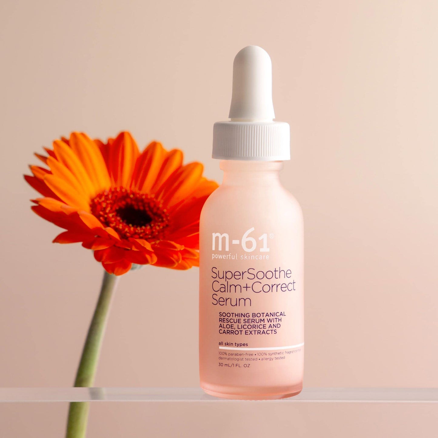 m-61 SuperSoothe Calm+Correct Serum - Antioxidant-packed calming and hydrating serum with aloe, licorice and carrot extracts.