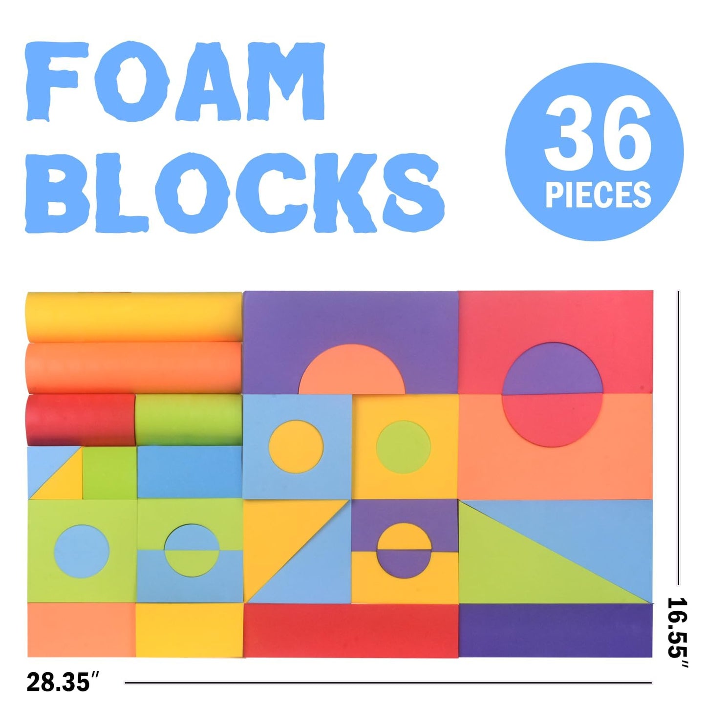 Large Building Foam Blocks for Toddlers – Giant Jumbo Big Building Blocks, Toddler Toys for 3+ Year Old Boy and Girl Gifts (36 Pieces)