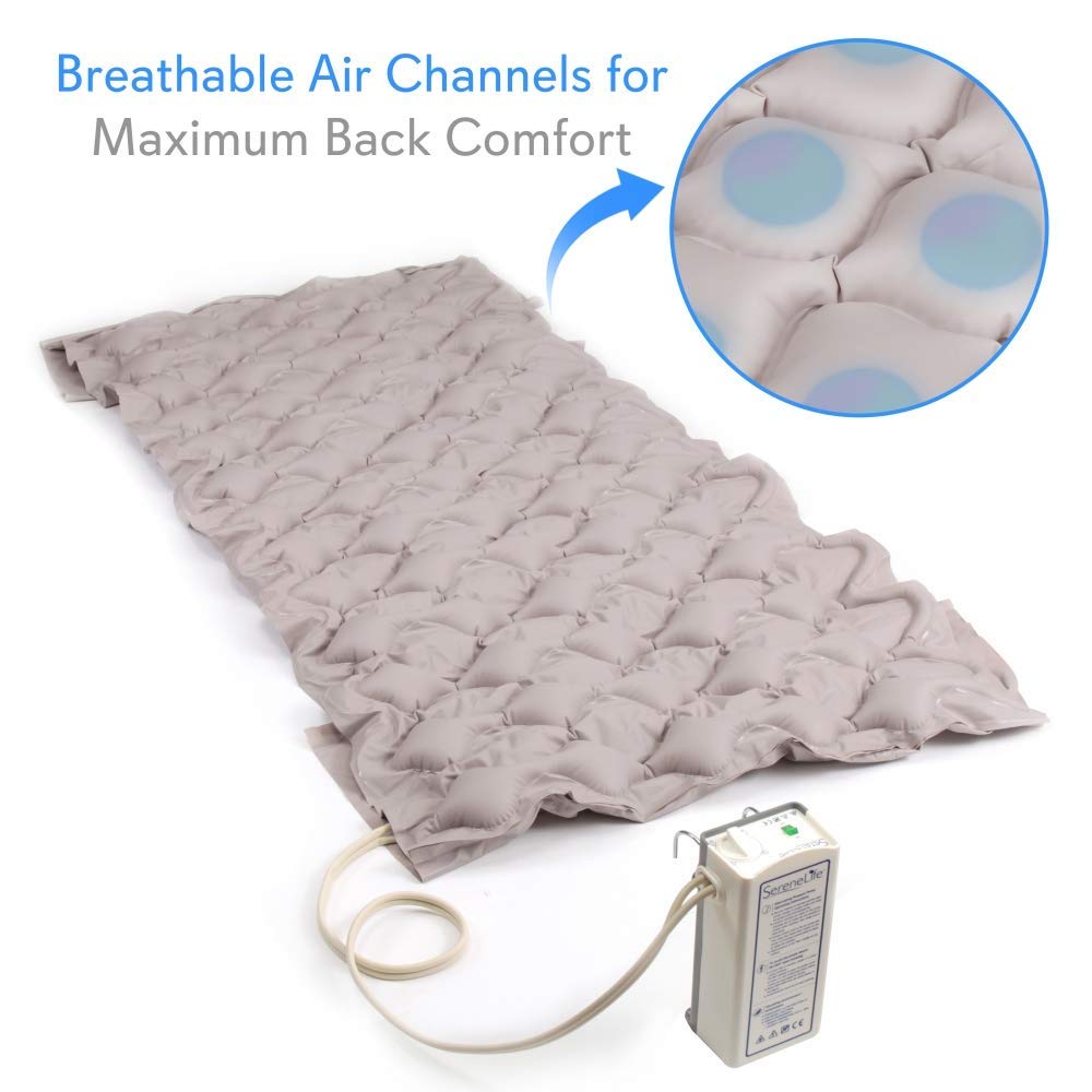 SereneLife Pressure Mattress Air Bubble Pad-Includes Electric Pump System Quiet,Inflatable Bed Air for Pressure,Ulcer and Pressure Sore Treatment-Standard Hospital Bed Size(SLAIRMATR45)