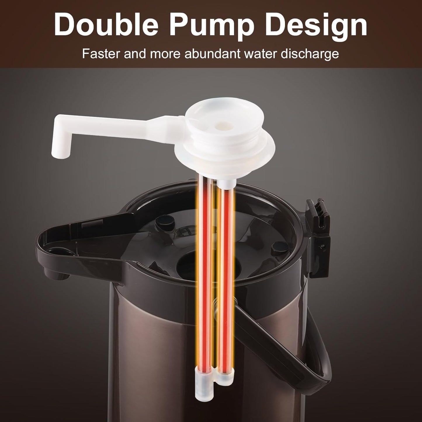PARACITY Upgraded Airpot Coffee Carafe with Double Pump, Stainless Steel Drink Dispenser for Hot/Cold Beverage with Lazy Susan Base, Coffee Termos Para Cafe for Hot Cocoa for Parties