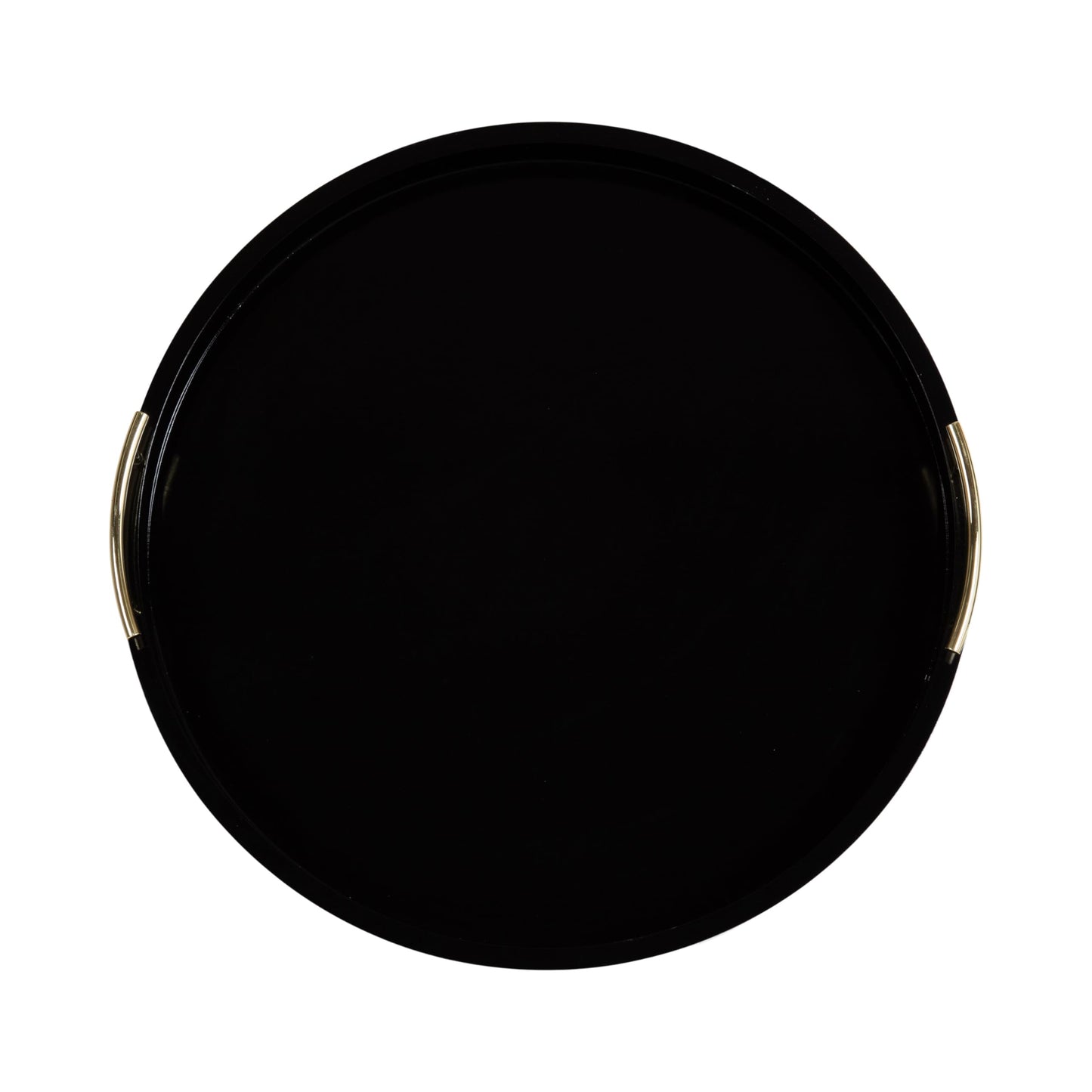 Kate and Laurel Lipton Circle Coffee Table Living Room Decor or Large Serving Tray, 22" Diameter, Black/Gold