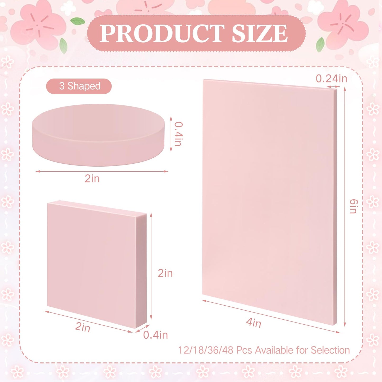 Innconee 36 Pcs Rubber Stamp Carving Blocks Pink Soft Linoleum Blocks Round Square Rectangle Carving Kit for Stamp Soft Rubber Crafts and DIY Craft Project