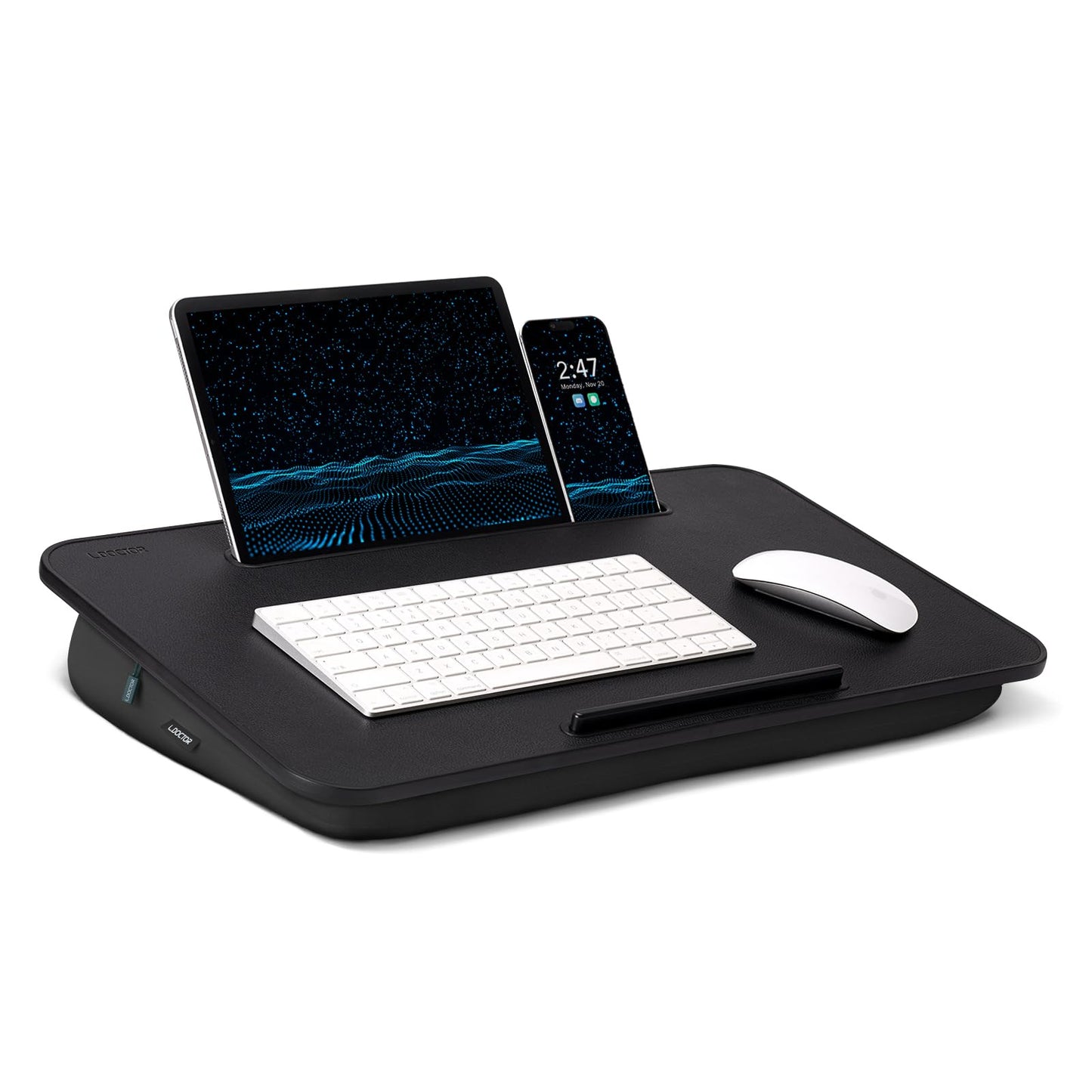 Lap Desk - Portable Laptop Stand & Stand, Fits Up to 17.3 in, Washable Cushion, Built-in Phone Holder & Mouse Pad - Gaming, Eating, Writing, Working on Bed, Couch,Floor - L.DOCTOR(Large, Black)