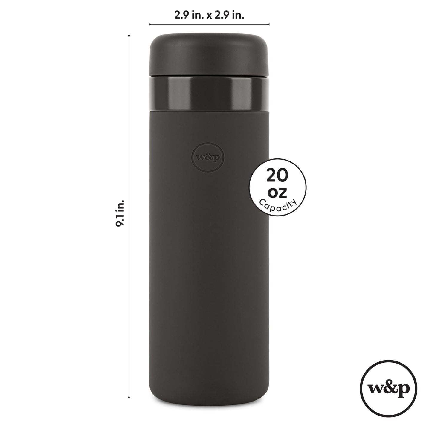 W&P Porter Insulated Bottle 20 oz | Clean Taste Ceramic Coating for Water, Coffee, & Tea | Wide Mouth Vacuum Insulated | Dishwasher Safe, Cream Terrazzo