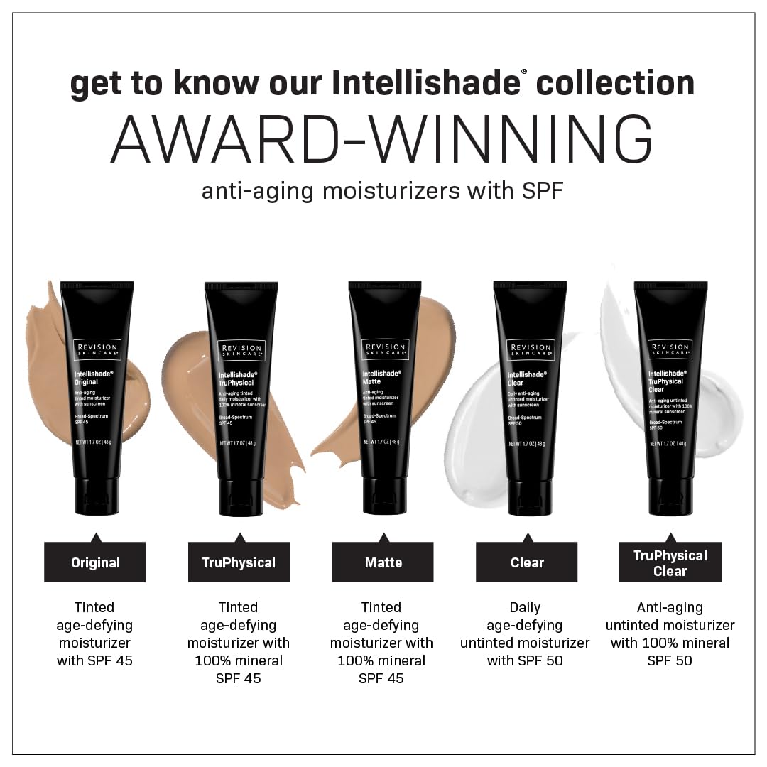 Revision Skincare Intellishade® Original SPF 45, Anti-Aging Tinted Sunscreen for Face, Daily Moisturizer with SPF, Anti-Wrinkle with Peptides & Vitamin C, Hydrating Broad-Spectrum Sunscreen, 1.7 oz